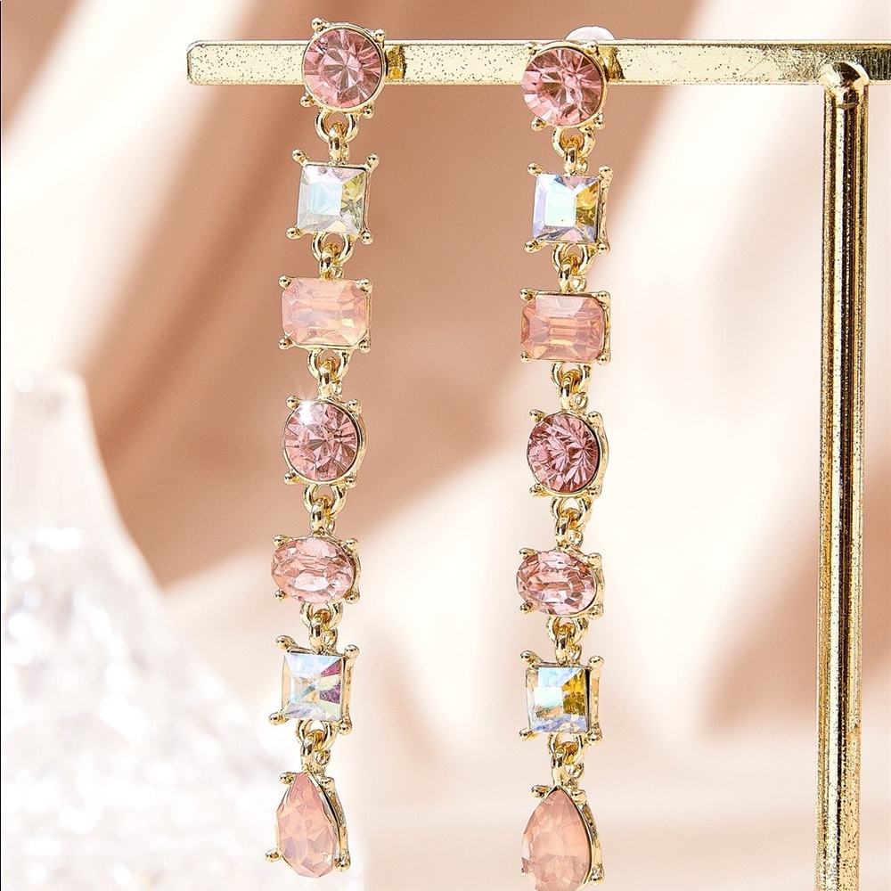 Geometric rhinestone decor earrings